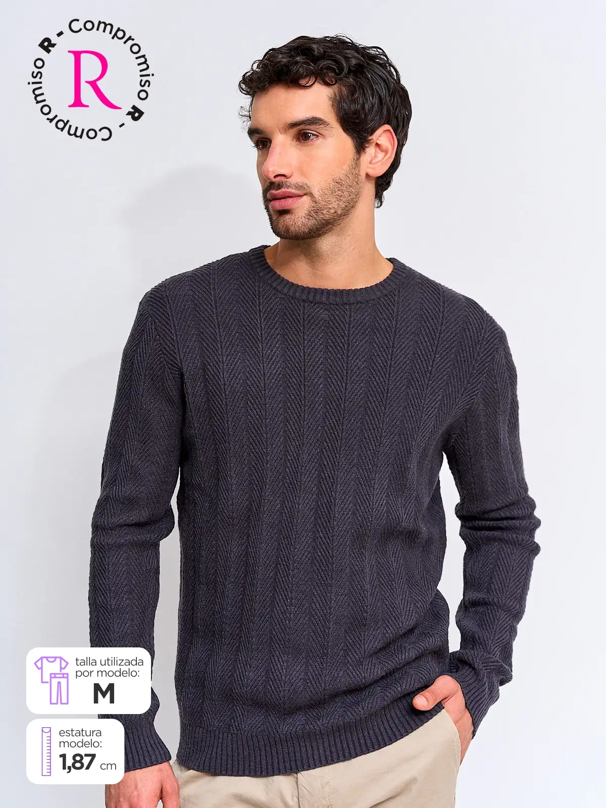 SWEATER HOMBRE MARQUIS CUELLO REDONDO TRENZADO TEXTURA - 1
