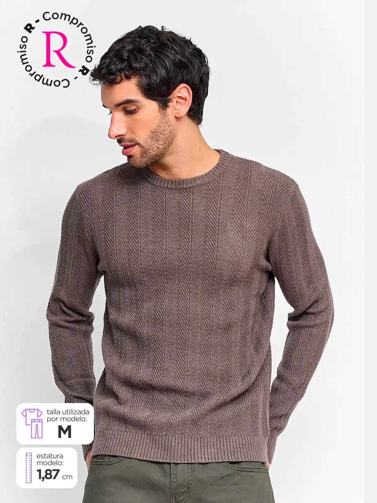 SWEATER HOMBRE MARQUIS CUELLO REDONDO TRENZADO TEXTURA - 1