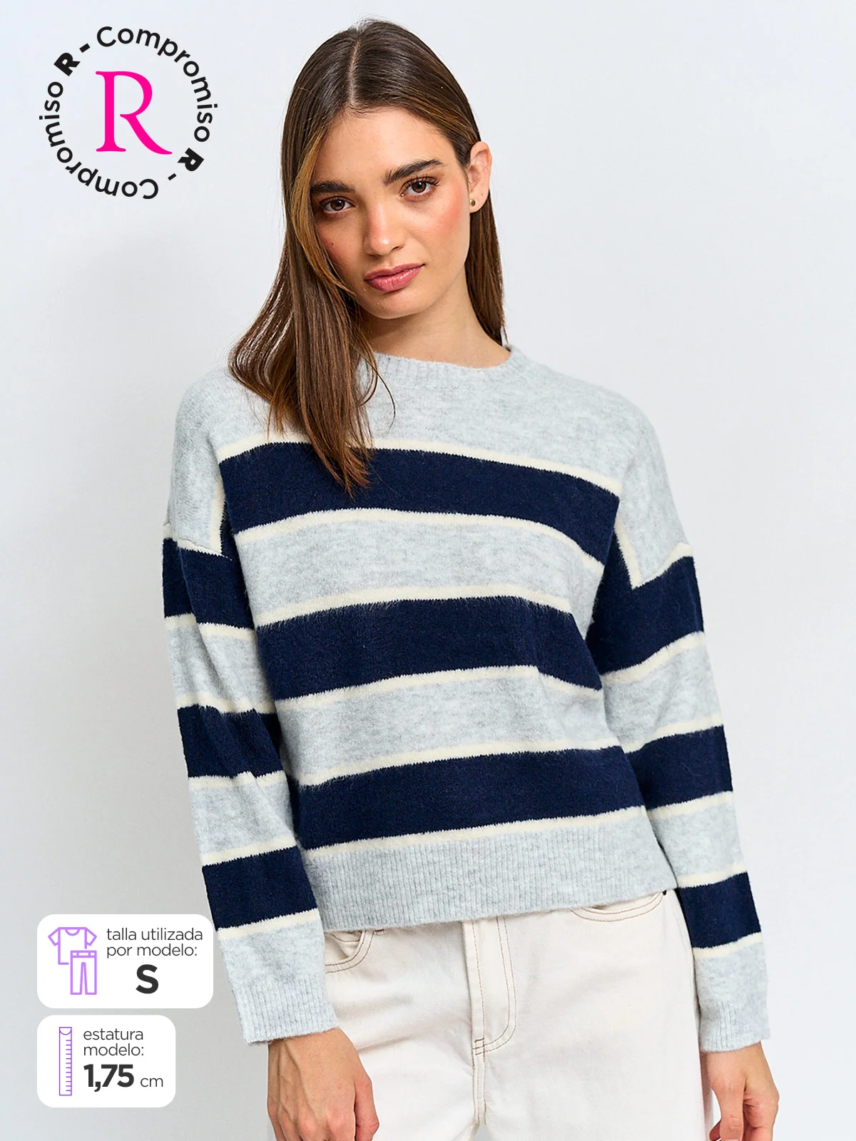 SWEATER MUJER INDEX MANGA LARGA RAYAS