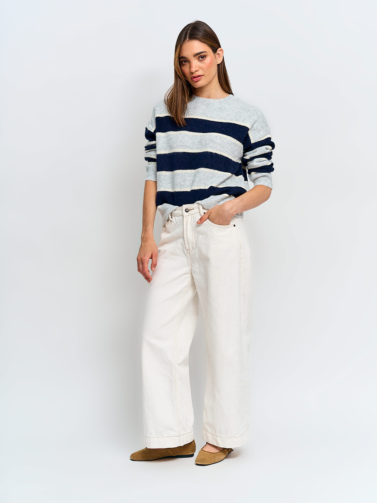 SWEATER MUJER INDEX MANGA LARGA RAYAS - 4