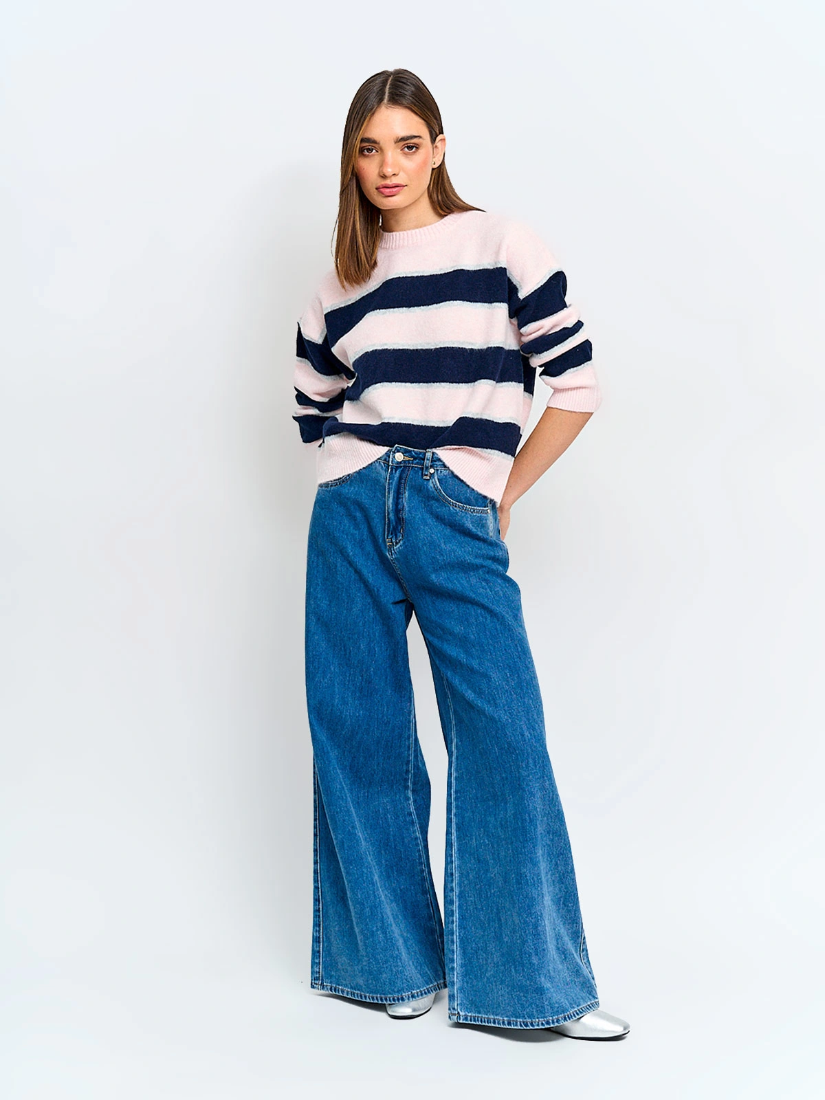 SWEATER MUJER INDEX MANGA LARGA RAYAS - 4