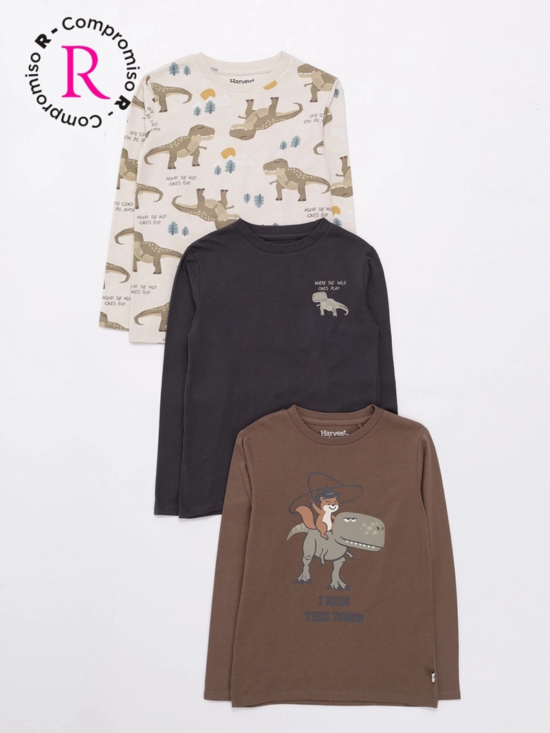 PACK X3 POLERA NIÑO HARVEST ALGODÓN MANGA LARGA - 1
