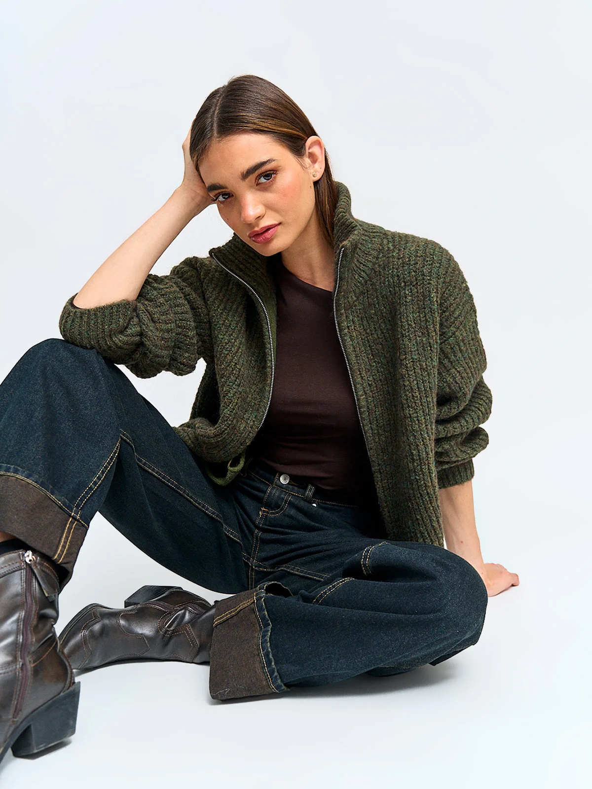 SWEATER MUJER INDEX MANGA LARGA CIERRE - 4