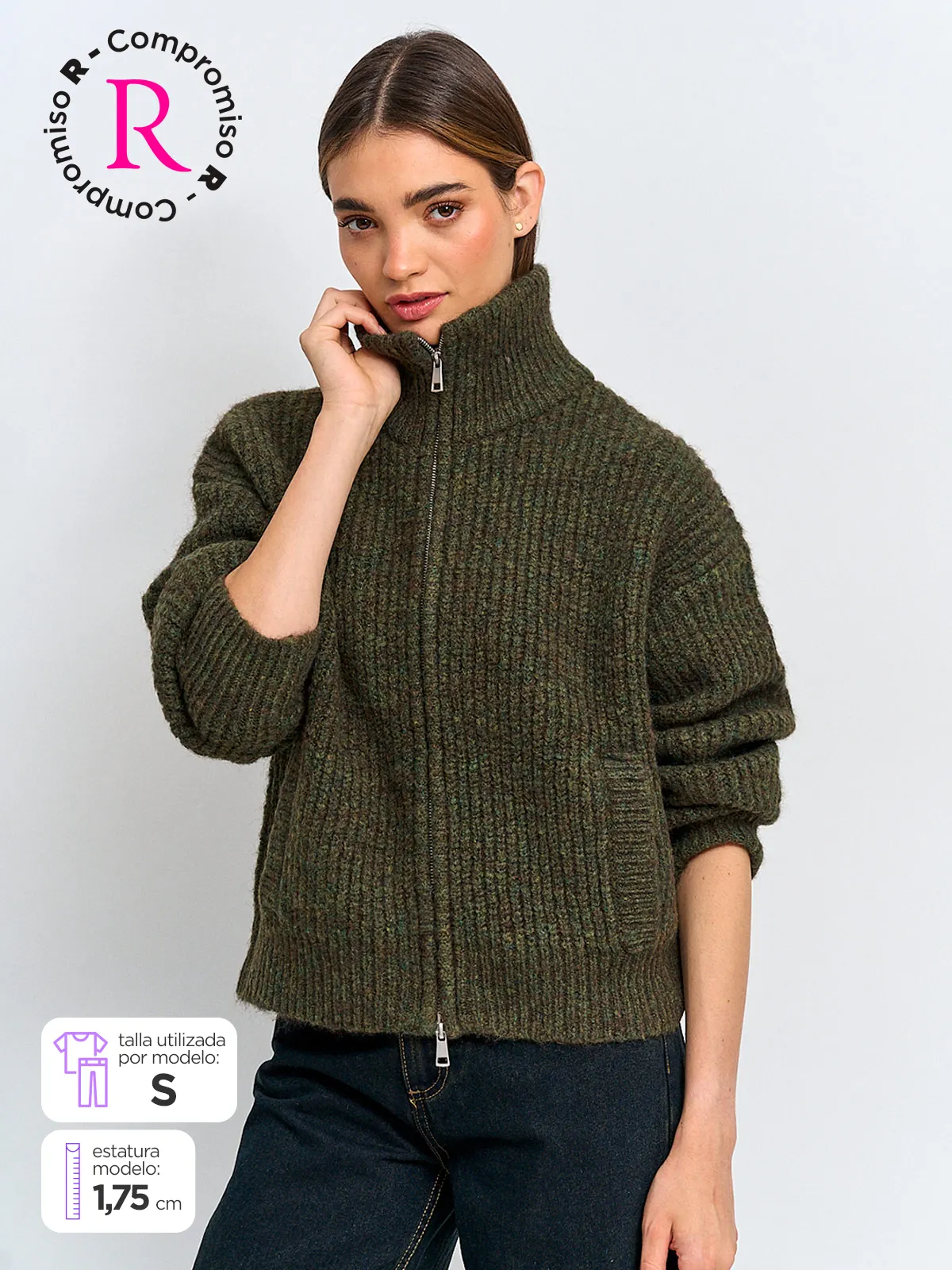 SWEATER MUJER INDEX MANGA LARGA CIERRE - 1