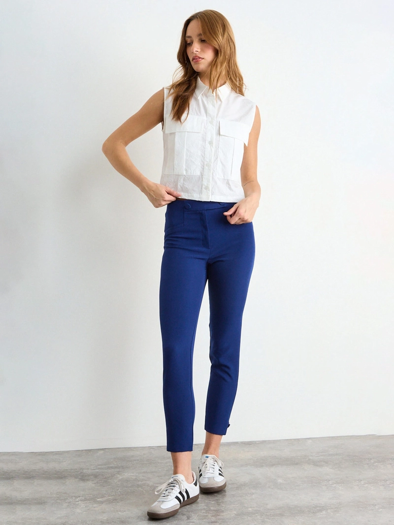 BLUSA MUJER IO ALGODÓN SIN MANGAS CAMISERA