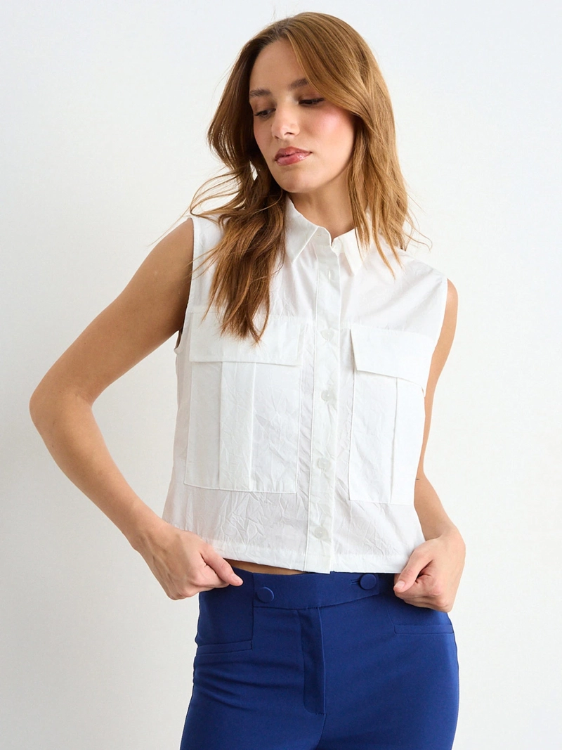 BLUSA MUJER IO ALGODÓN SIN MANGAS CAMISERA - 3