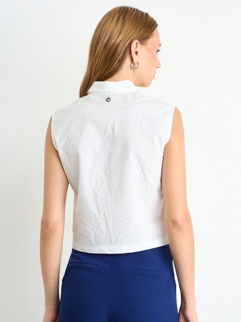 BLUSA MUJER IO ALGODÓN SIN MANGAS CAMISERA - 4