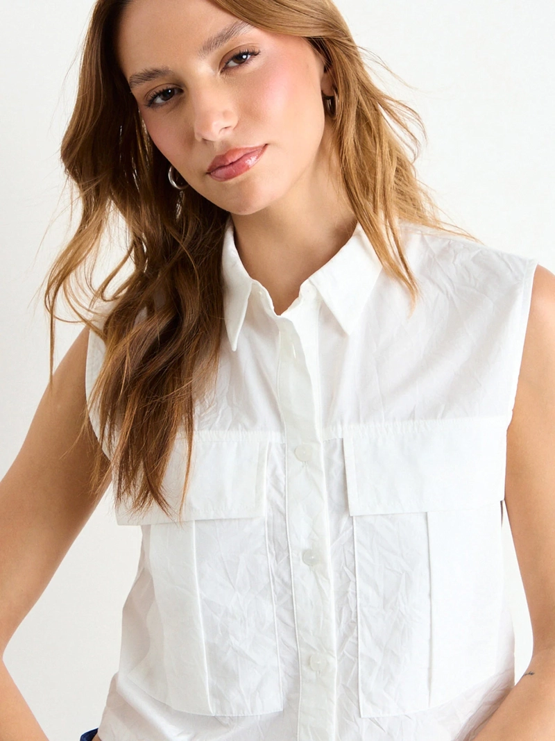 BLUSA MUJER IO ALGODÓN SIN MANGAS CAMISERA - 5