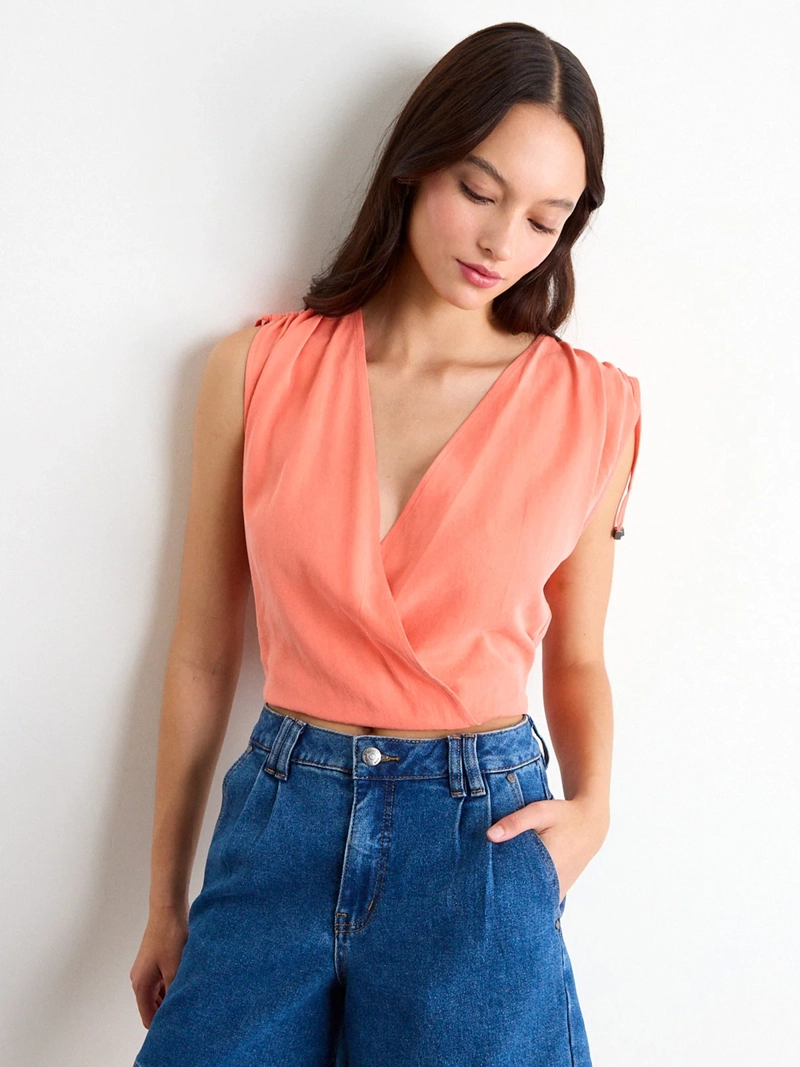 BLUSA MUJER IO ESCOTE CRUZADO SIN MANGAS - 3