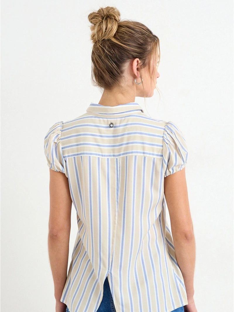 BLUSA MUJER IO MANGA CORTA CAMISERA LISTADA - 4