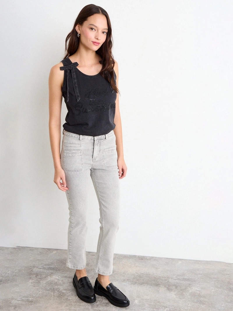 POLERA MUJER IO ALGODÓN ACID WASH LAZOS - 2