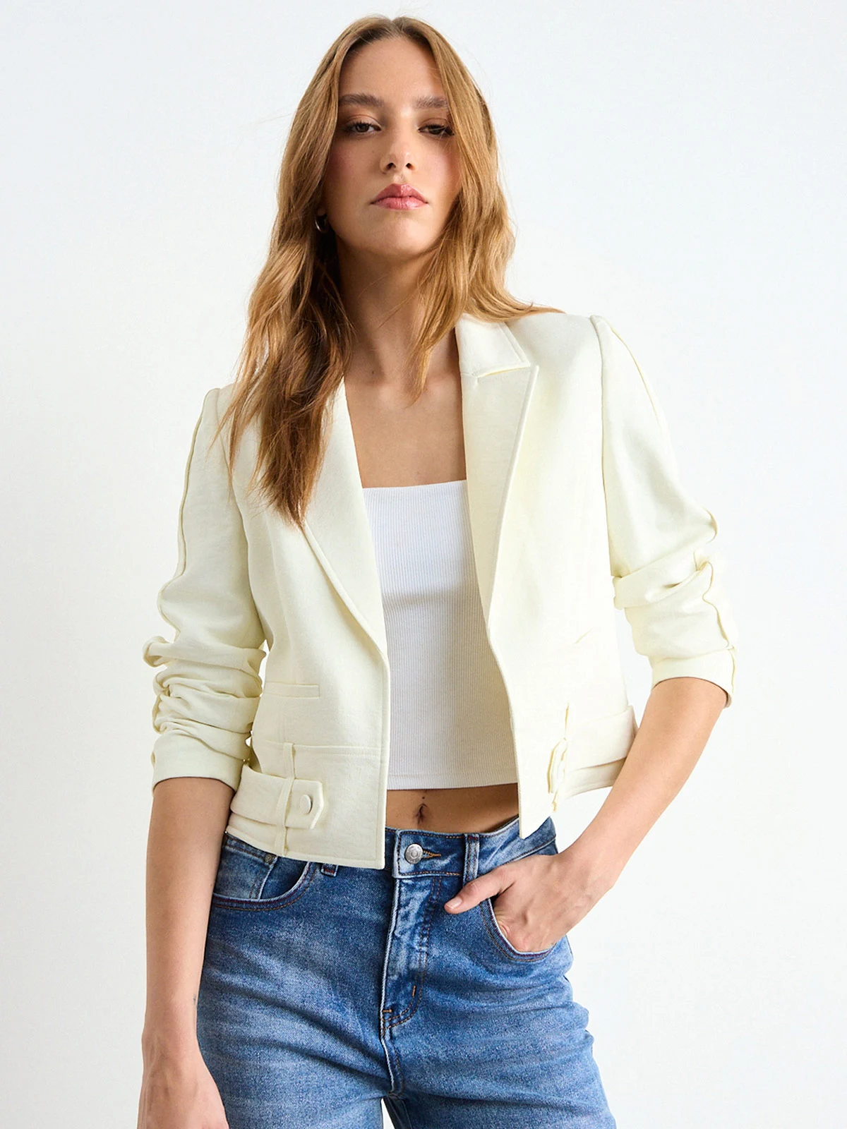 BLAZER MUJER IO MANGA LARGA CROP - 3