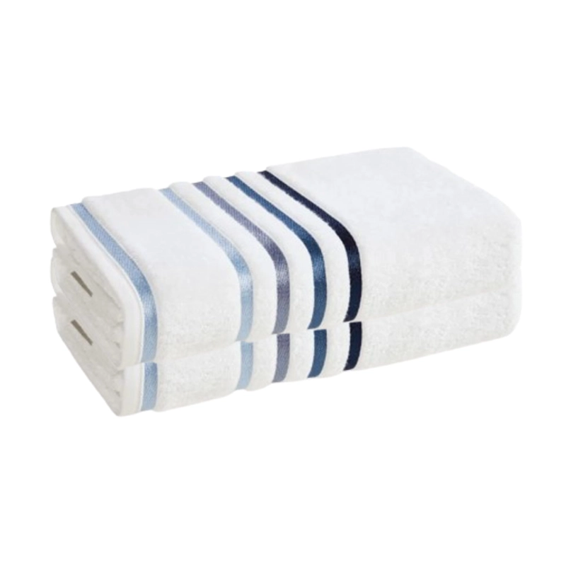 SET 2 TOALLA MANO KARSTEN LUMINA 48X80 CM BLANCO/AZUL