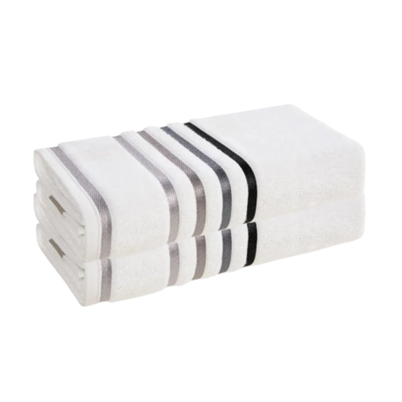 SET 2 TOALLA MANO KARSTEN LUMINA 48X80 CM BLANCO/GRIS - 1