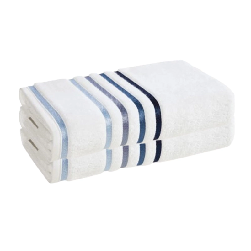 SET 2 TOALLA BAÑO KARSTEN LUMINA 70X140 CM BLANCO/AZUL