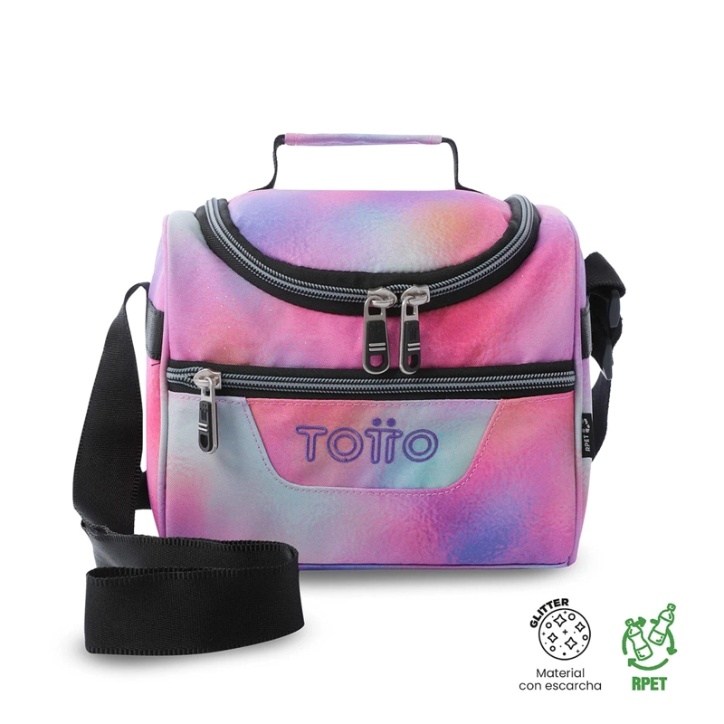 LONCHERA TOTTO PIZARRA GLITTER ROSADO - 2