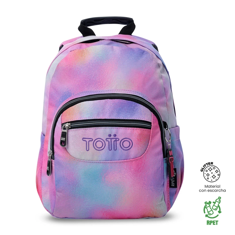 MOCHILA TOTTO TEMPERA GLITTER ROSADO - 1