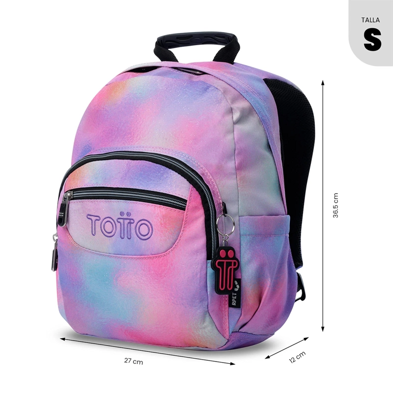 MOCHILA TOTTO TEMPERA GLITTER ROSADO - 3