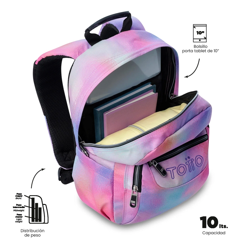 MOCHILA TOTTO TEMPERA GLITTER ROSADO - 5