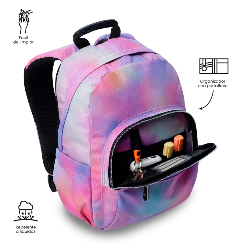MOCHILA TOTTO TEMPERA GLITTER ROSADO - 6
