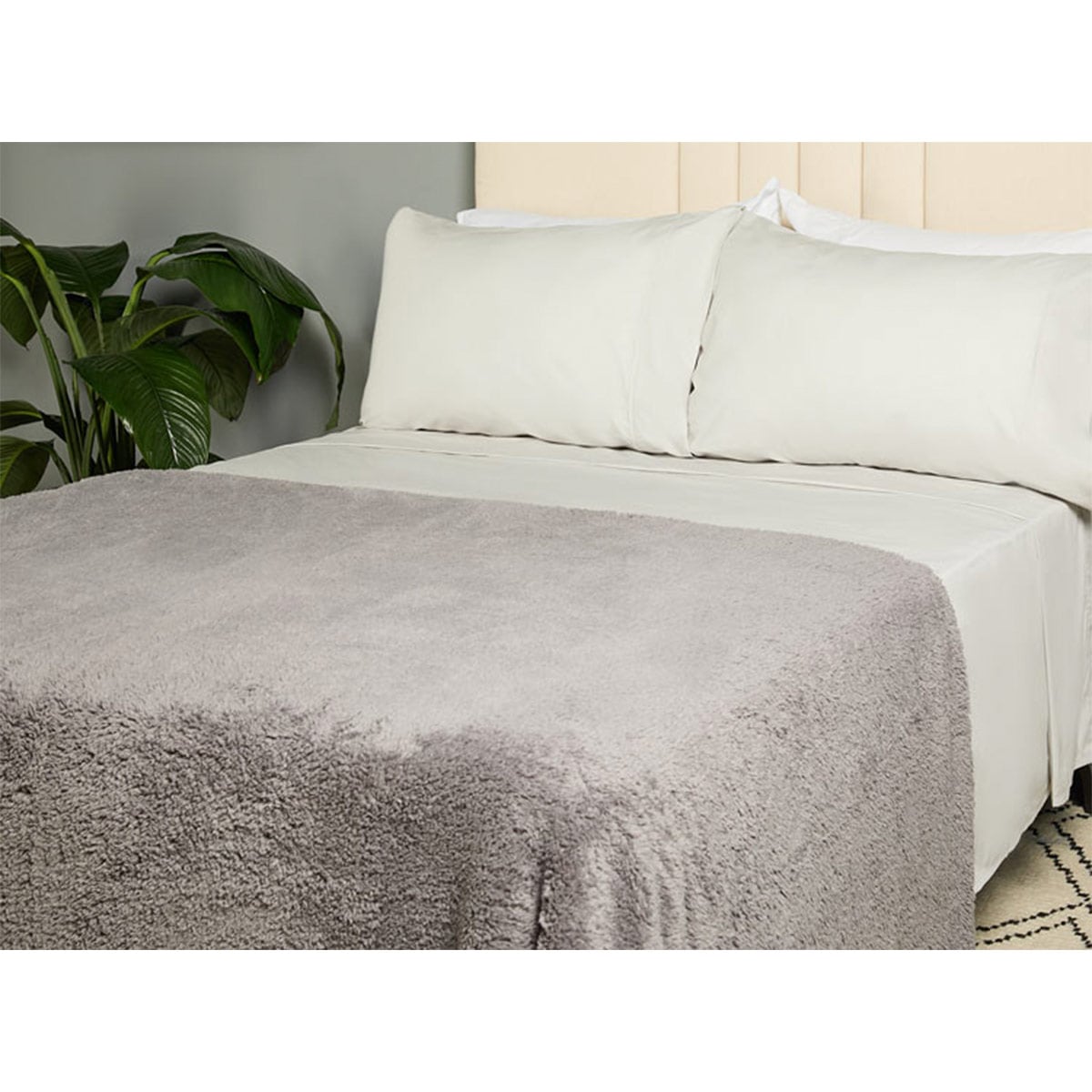 FRAZADA RIPLEY HOME PELUDA SHERPA 1.5 PLAZAS GRIS - 1