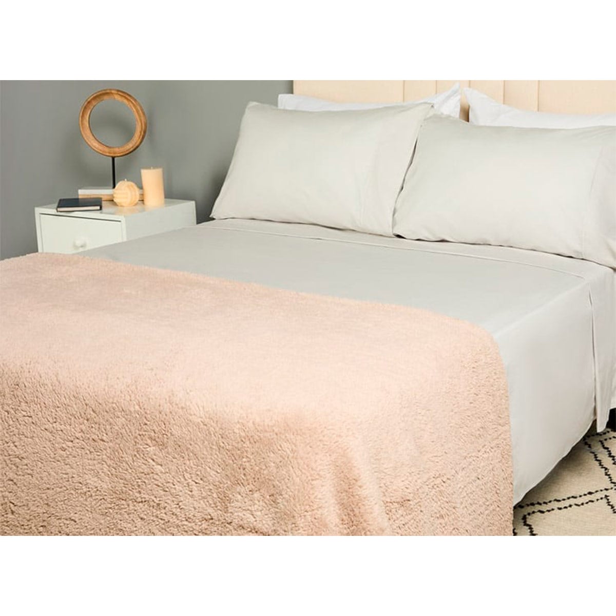 FRAZADA RIPLEY HOME PELUDA SHERPA 1.5 PLAZAS IVORY - 1