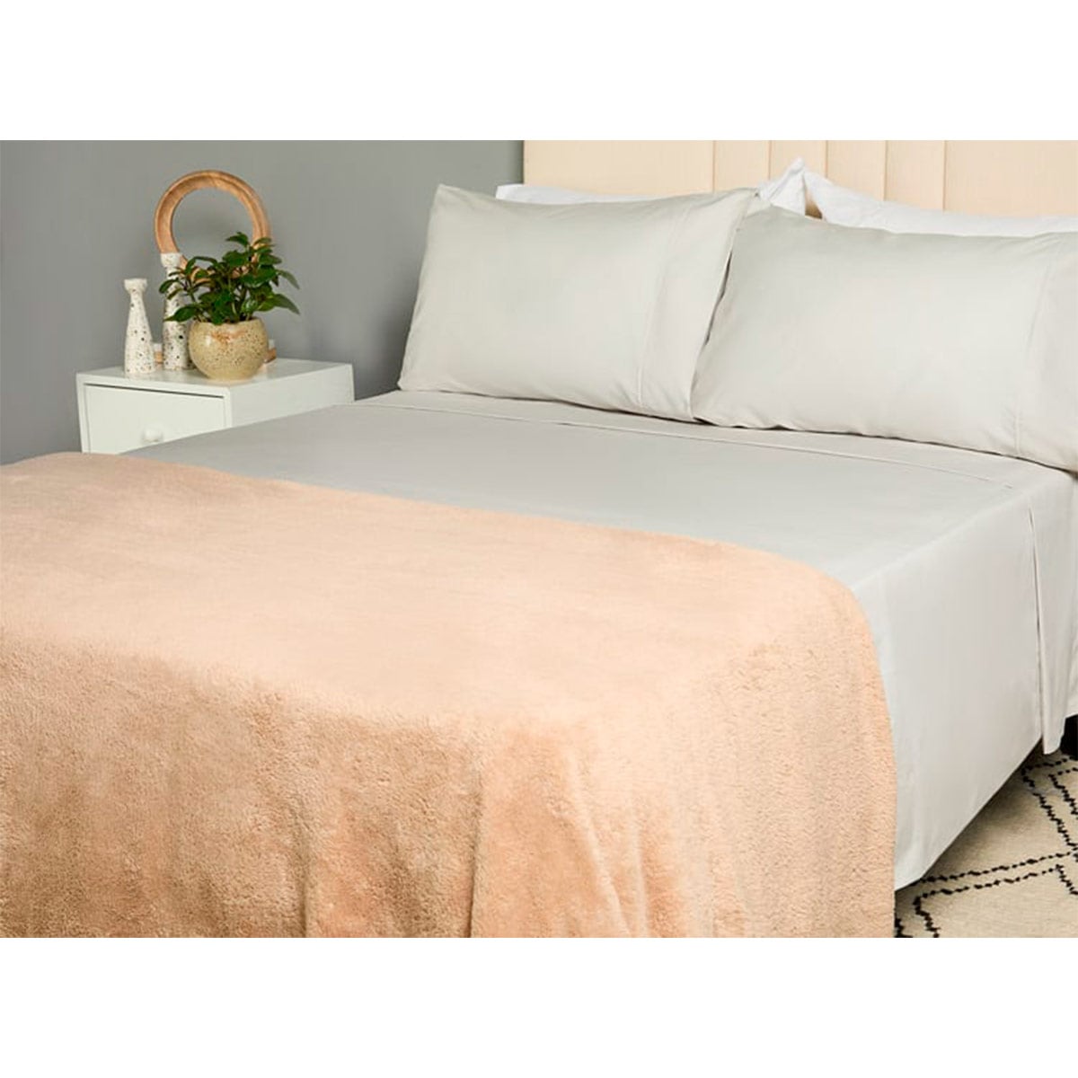 FRAZADA RIPLEY HOME PELUDA SHERPA 1.5 PLAZAS TAUPE - 1