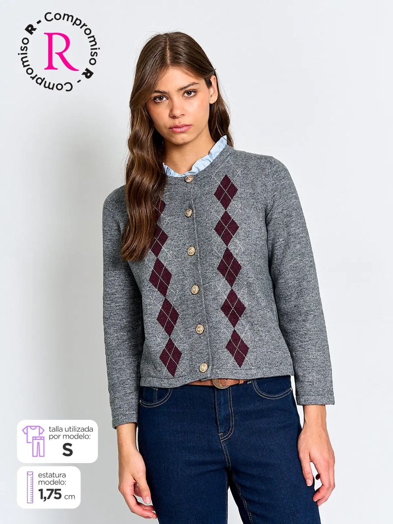 CARDIGAN MUJER CACHAREL LANA BOTONES - 1