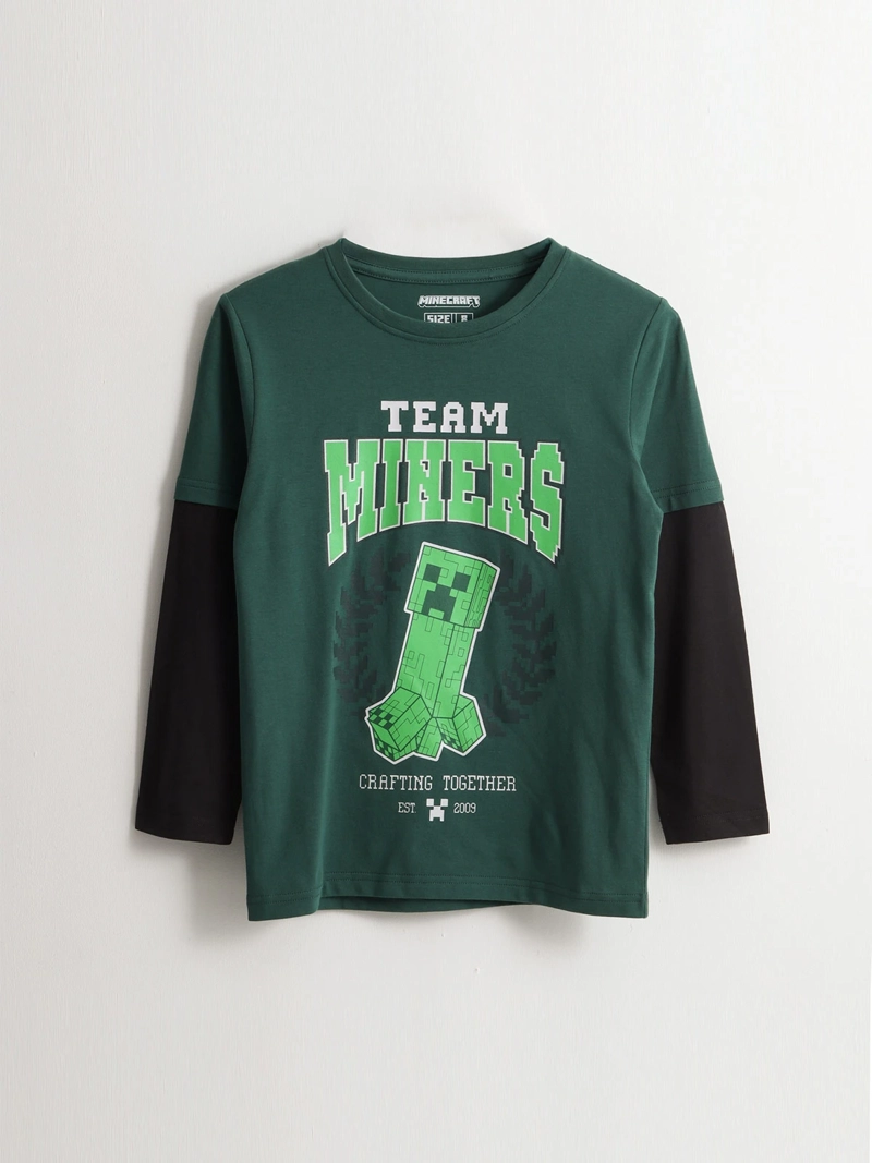 POLERA MANGA LARGA NIÑO MINECRAFT - 1