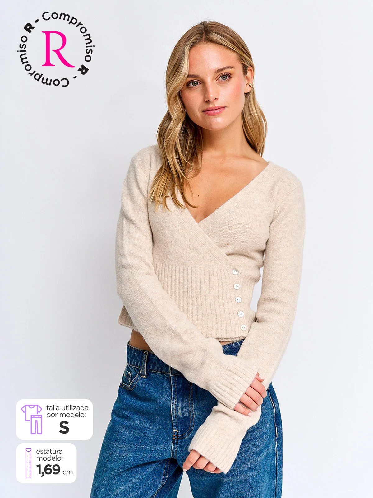 CARDIGAN MUJER INDEX MANGA LARGA BOTONES - 1