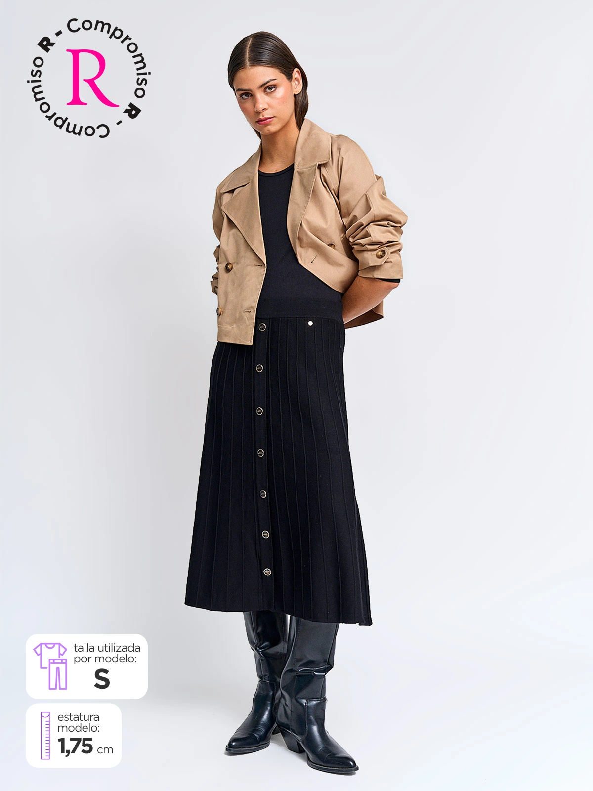 FALDA MUJER CACHAREL TEJIDA BOTONES - 1