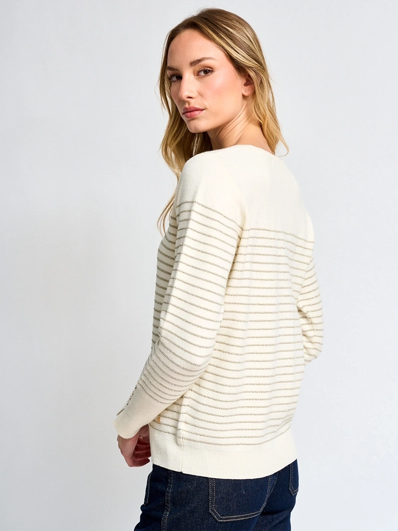 SWEATER MUJER CACHAREL CUELLO REDONDO MANGA LARGA RAYADO - 2