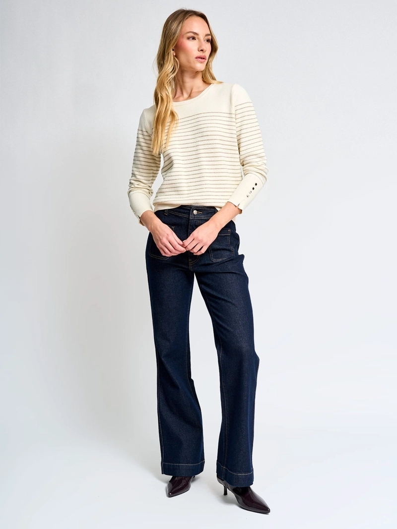SWEATER MUJER CACHAREL CUELLO REDONDO MANGA LARGA RAYADO - 4