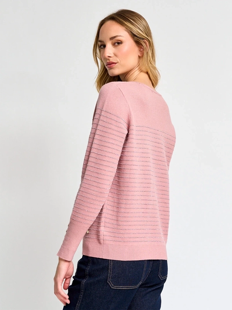 SWEATER MUJER CACHAREL CUELLO REDONDO MANGA LARGA RAYADO - 2