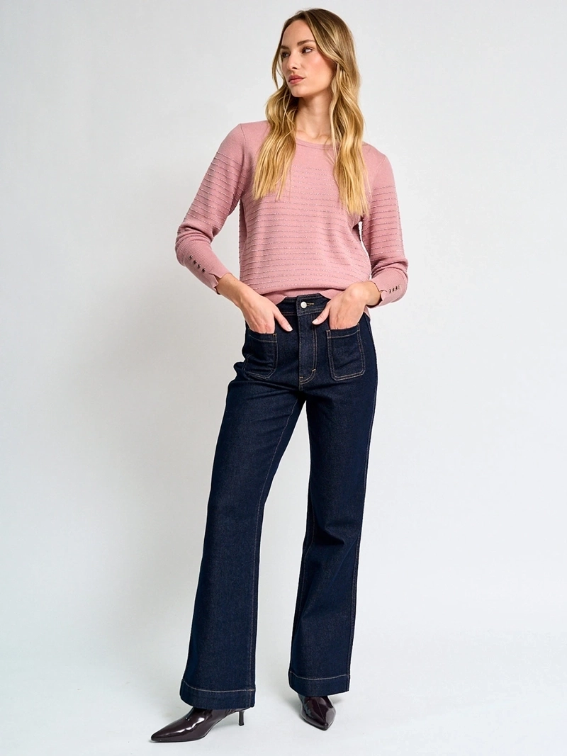 SWEATER MUJER CACHAREL CUELLO REDONDO MANGA LARGA RAYADO - 4
