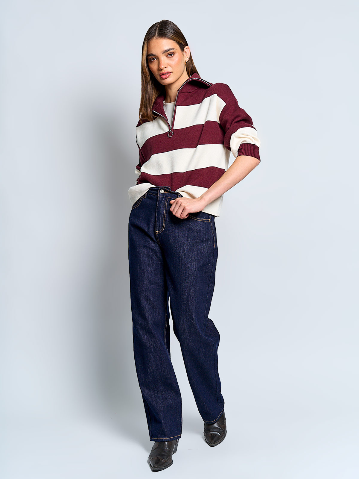 SWEATER MUJER INDEX MANGA LARGA CIERRE - 4