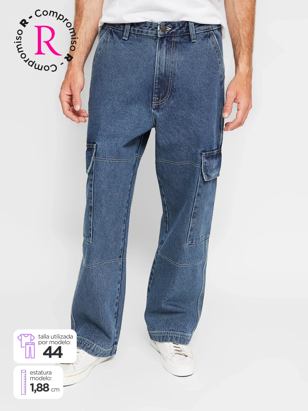 JEANS HOMBRE INDEX ALGODÓN BAGGY CARGO