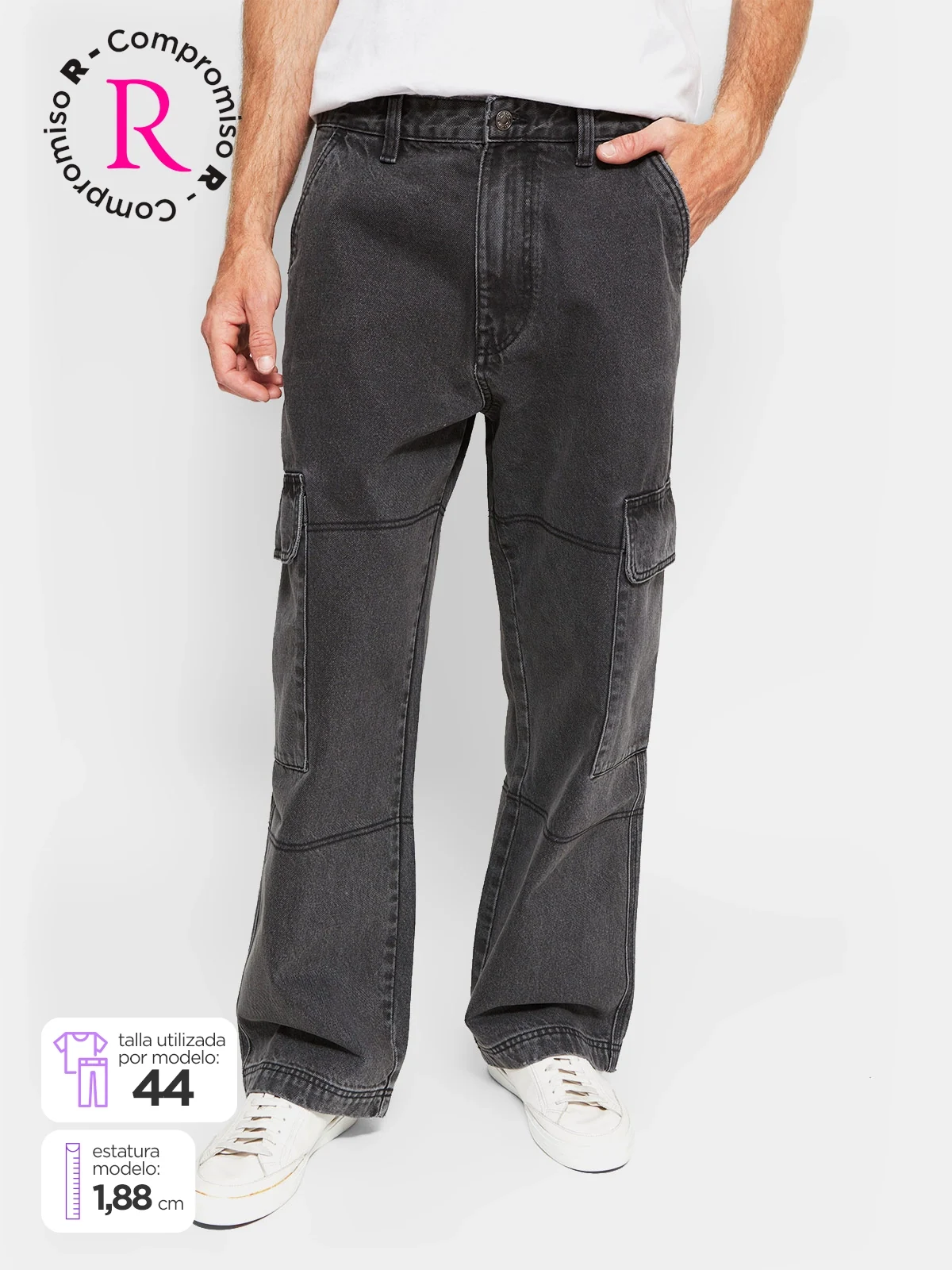 JEANS HOMBRE INDEX ALGODÓN BAGGY CARGO - 1