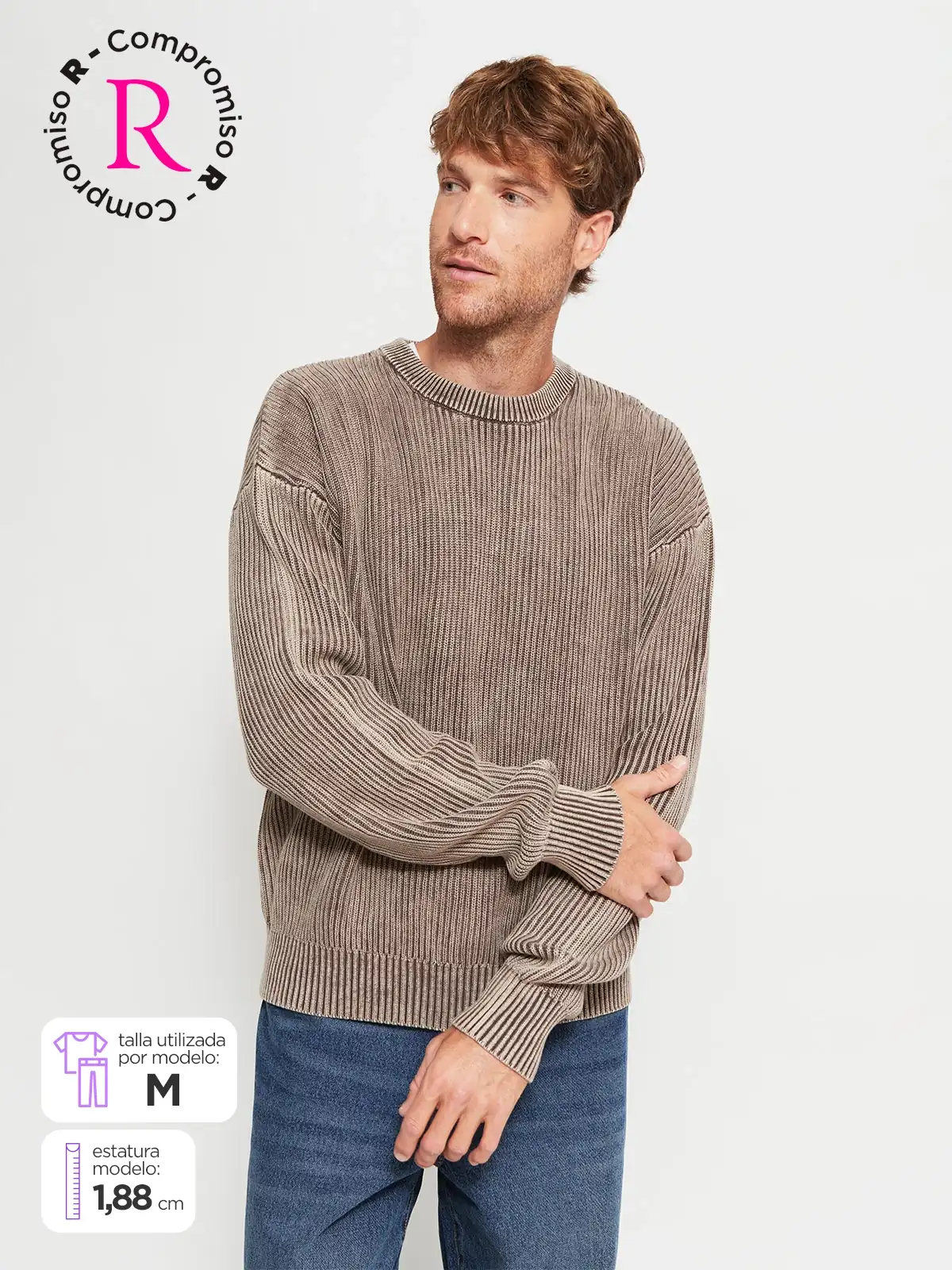 SWEATER HOMBRE INDEX ALGODÓN CUELLO REDONDO LAVADO - 1