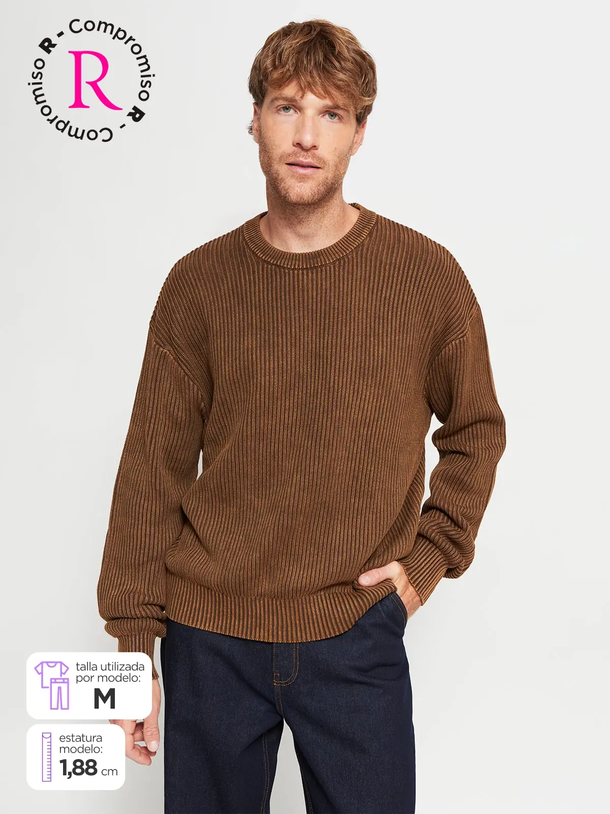 SWEATER HOMBRE INDEX ALGODÓN CUELLO REDONDO LAVADO - 1