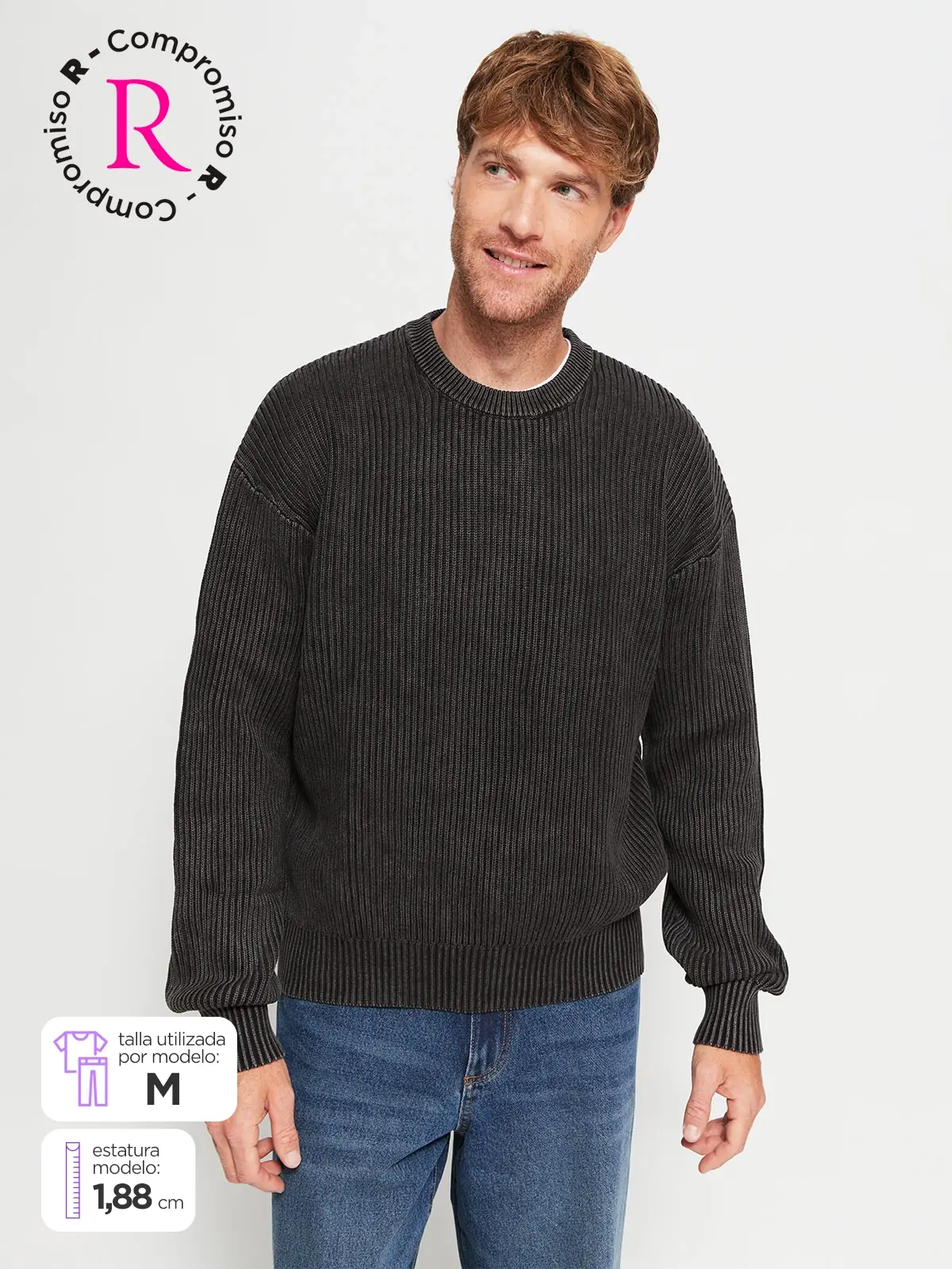 SWEATER HOMBRE INDEX ALGODÓN CUELLO REDONDO LAVADO - 1
