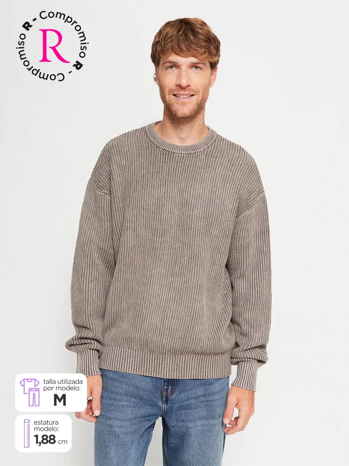 SWEATER HOMBRE INDEX ALGODÓN CUELLO REDONDO LAVADO
