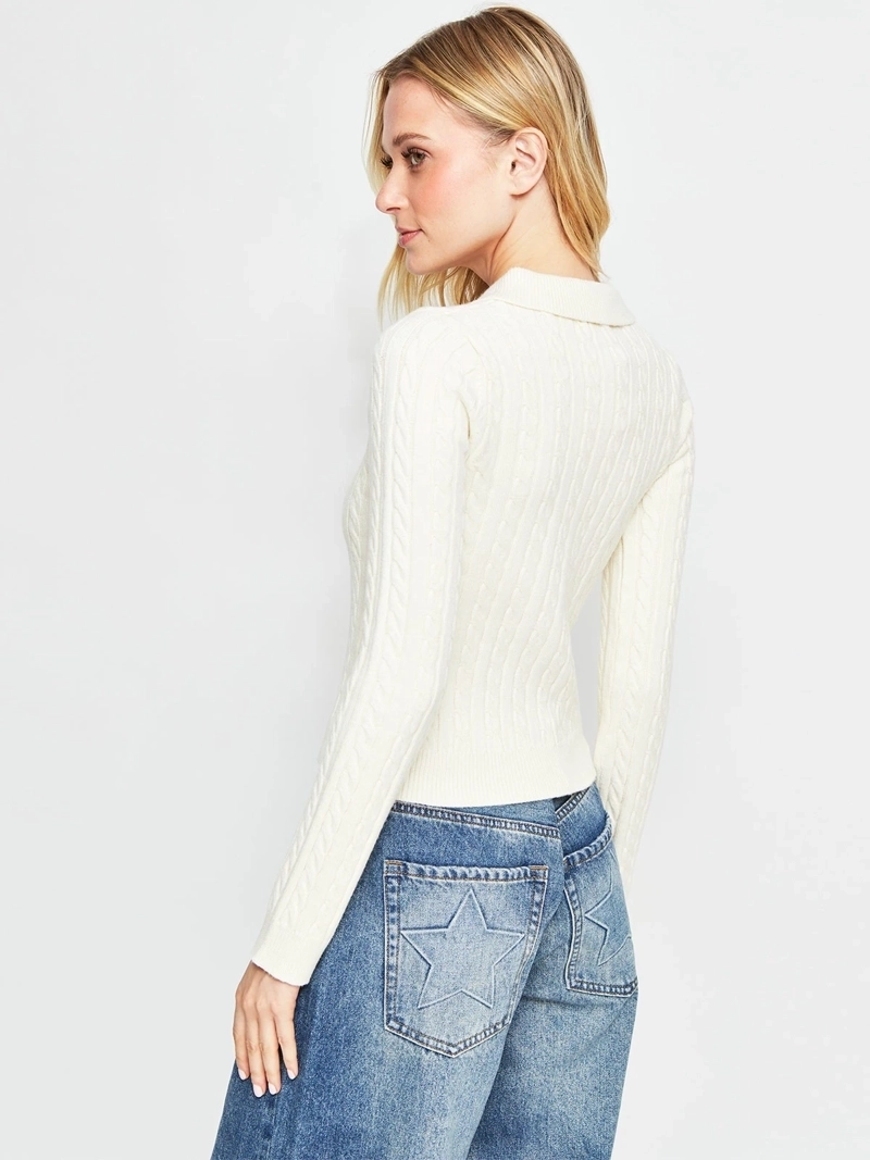 SWEATER MUJER INDEX MANGA LARGA TRENZADO CIERRE - 2