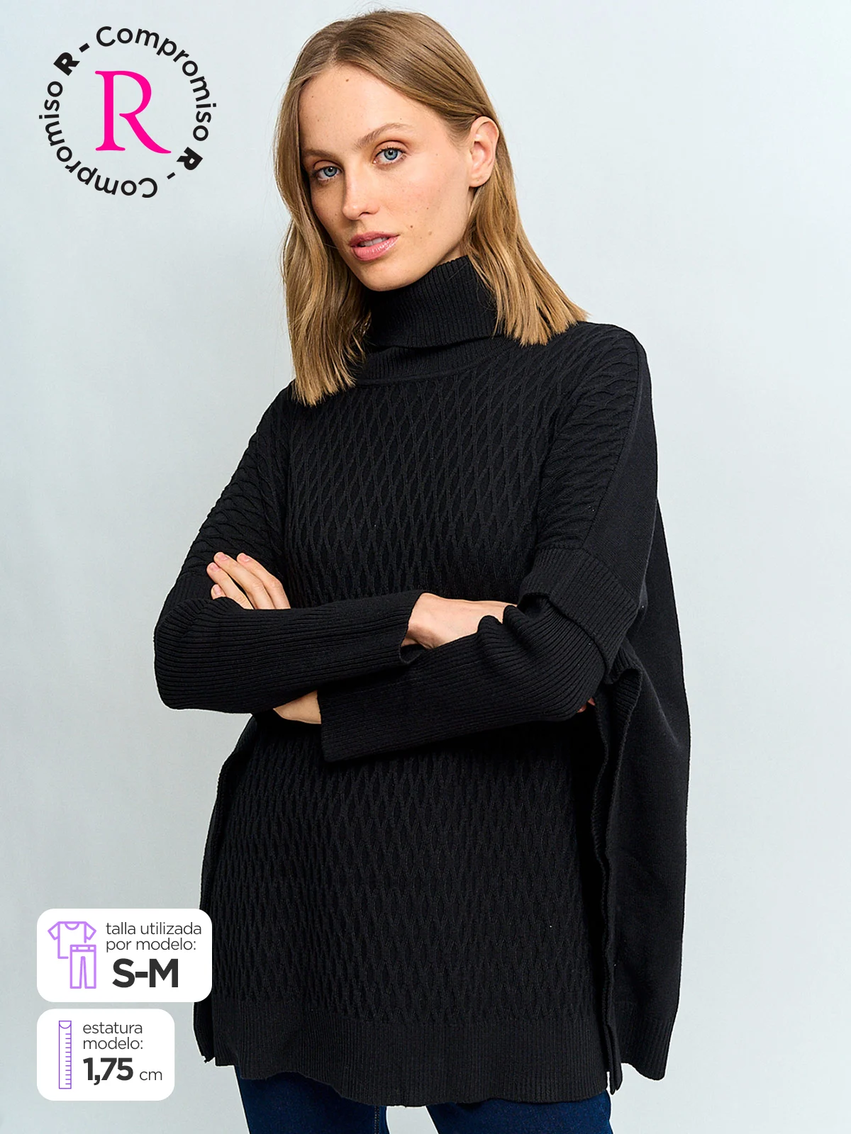 SWEATER MUJER AZIZ TIPO PONCHO - 1