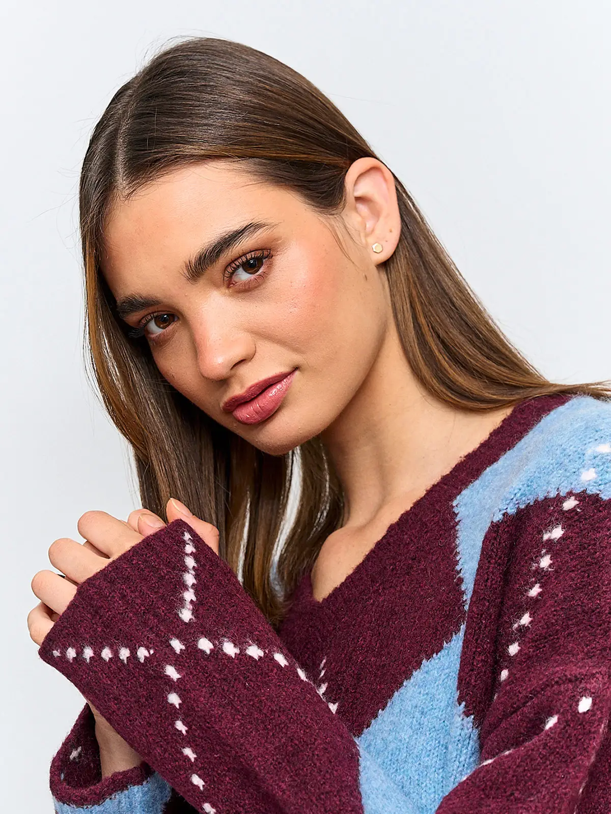SWEATER MUJER INDEX MANGA LARGA ROMBOS - 3