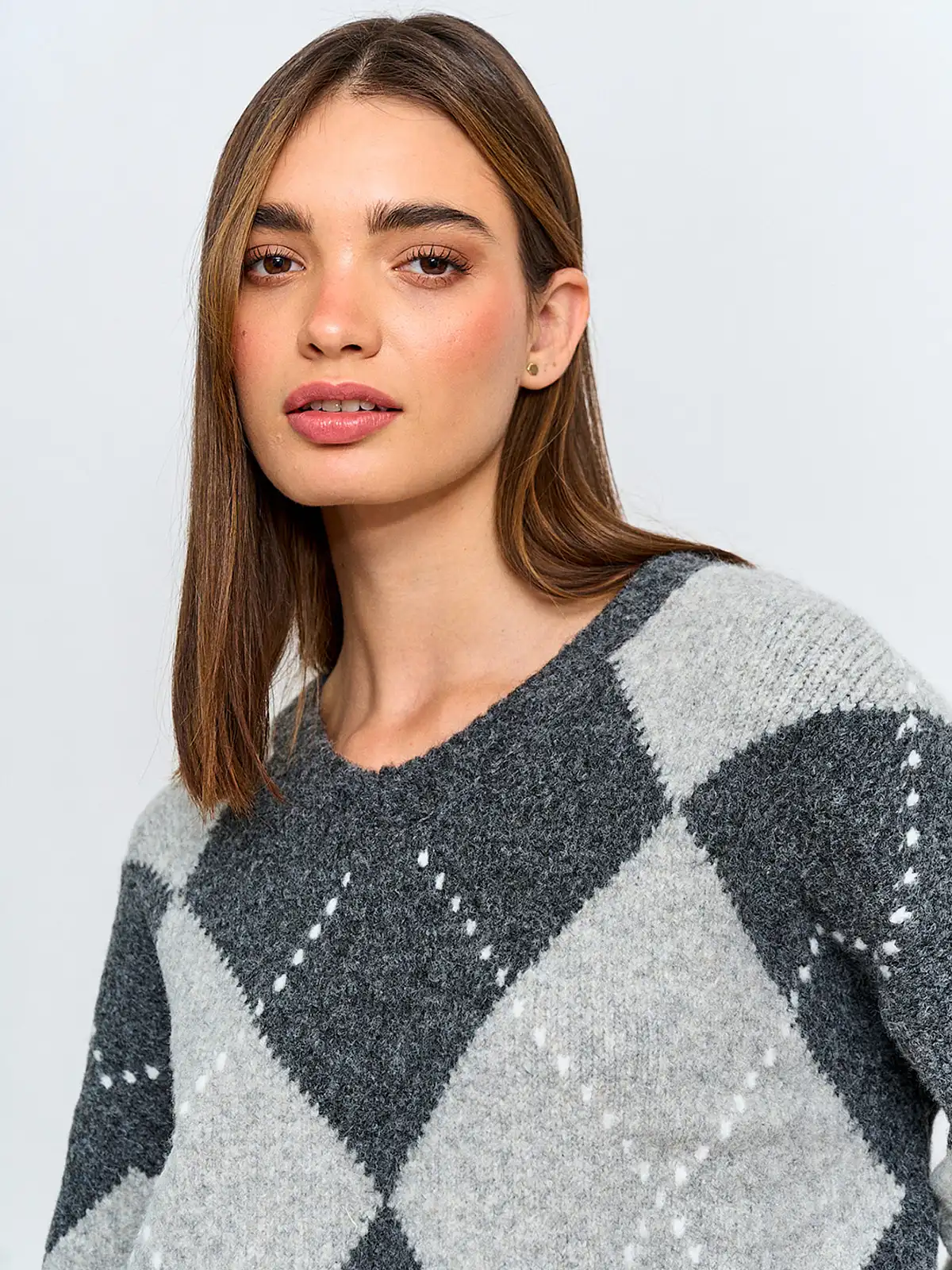 SWEATER MUJER INDEX MANGA LARGA ROMBOS - 3