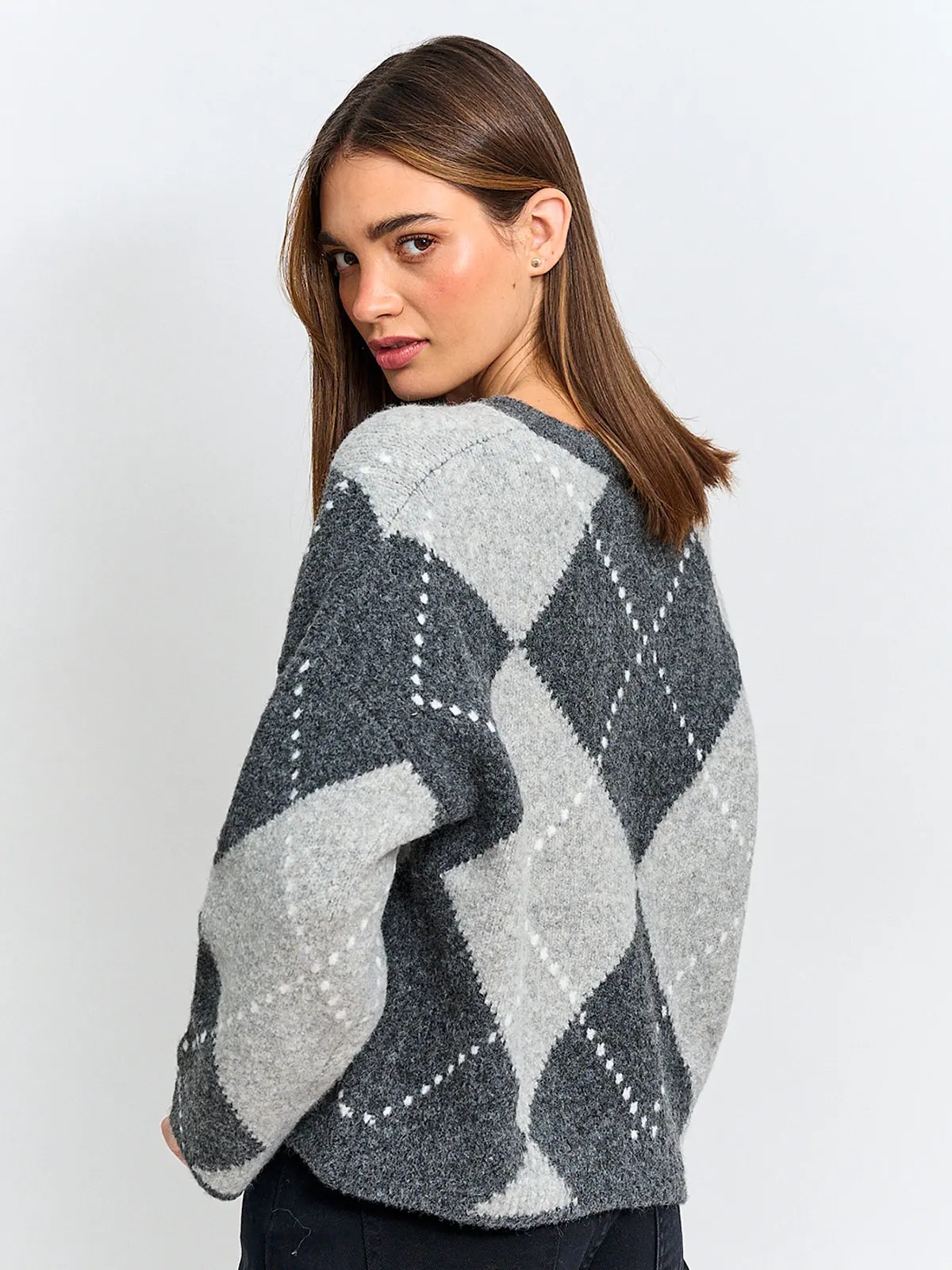 SWEATER MUJER INDEX MANGA LARGA ROMBOS - 2
