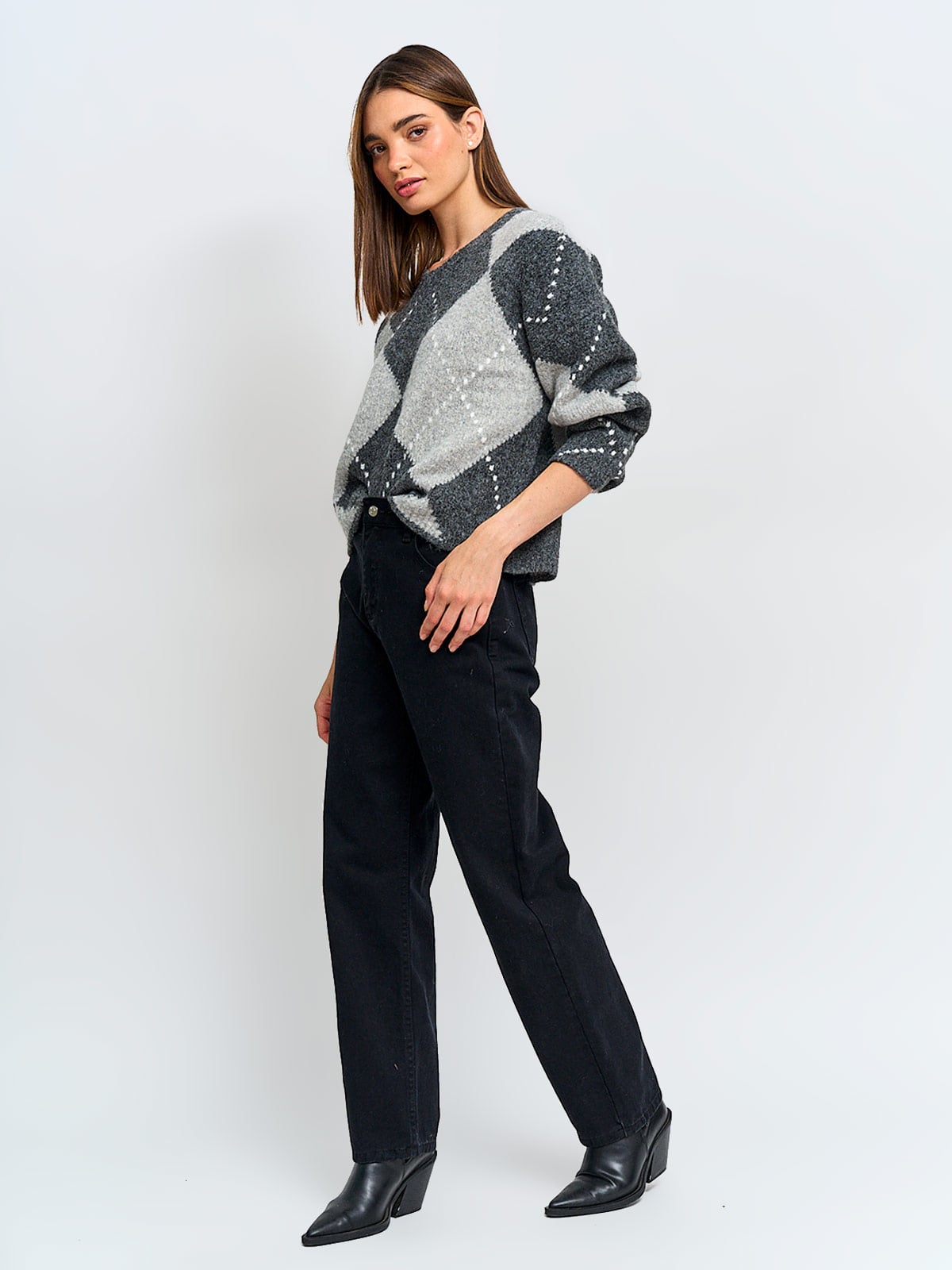 SWEATER MUJER INDEX MANGA LARGA ROMBOS - 4
