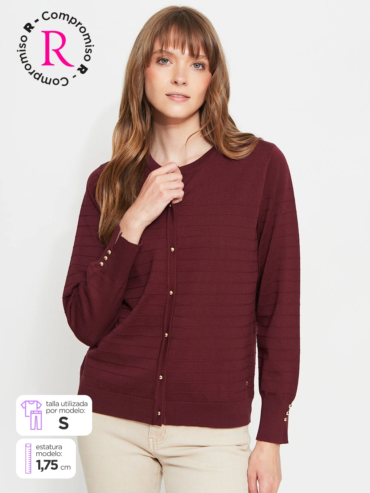 CARDIGAN MUJER CACHAREL BOTONES Y TEXTURA - 1