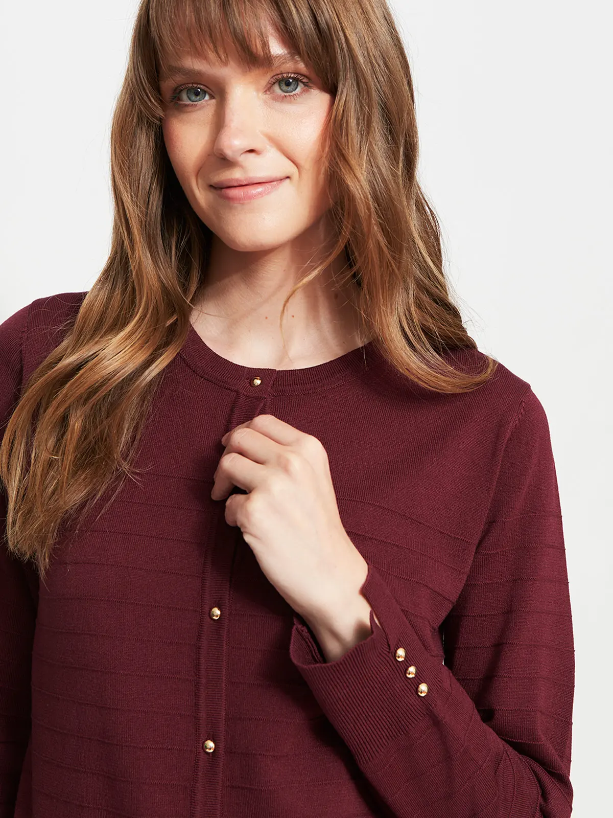 CARDIGAN MUJER CACHAREL BOTONES Y TEXTURA - 3